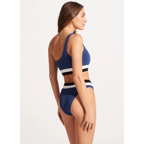 Seafolly Slice Of Splice Ultramarine High Waisted Swimwear Bikini Bottom Size 8 - Picture 2 of 9